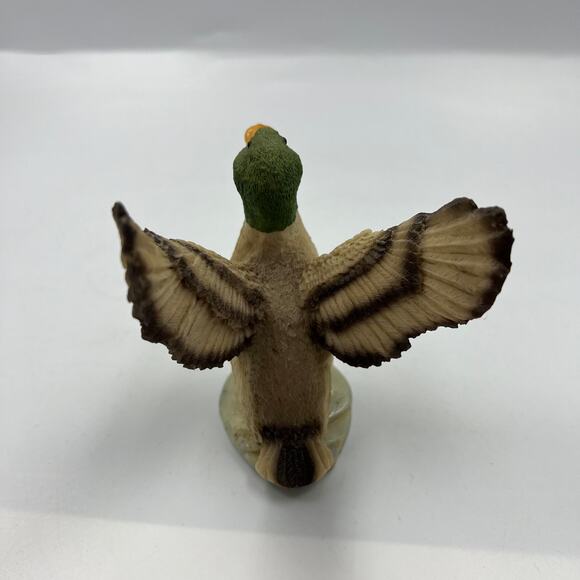 Vintage HTF Stone Critters Resin Mallard Duck 4" Figurine 1990 Open Wings Flight - Picture 11 of 12
